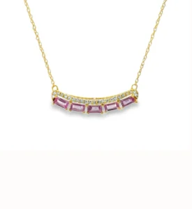 Pink Sapphire Bar Necklace