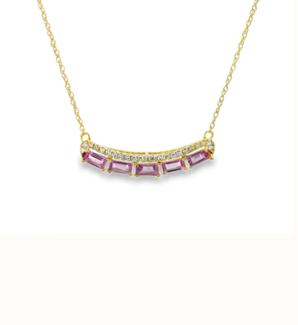 Pink Sapphire Bar Necklace