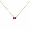 Pear Ruby Cluster Necklace