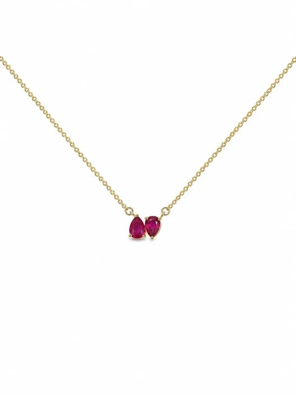 Pear Ruby Cluster Necklace