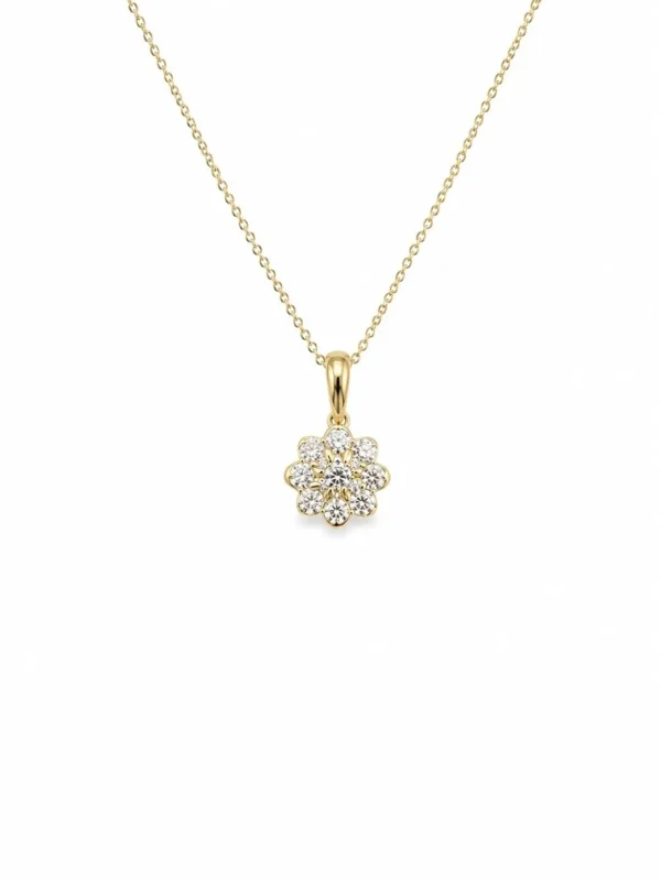 Floral Diamond Pendant Necklace
