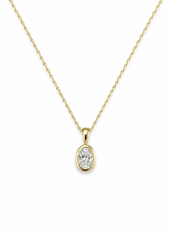 Oval Diamond Bezel Necklace