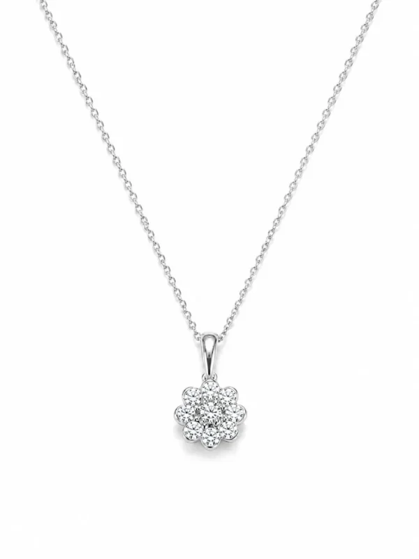 Diamond Floral Cluster Necklace