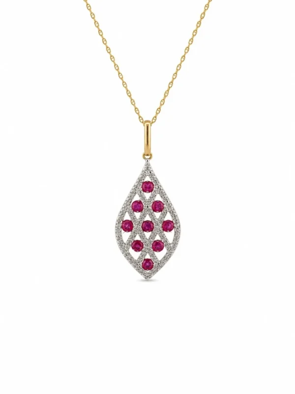 Ruby Diamond Teardrop Necklace