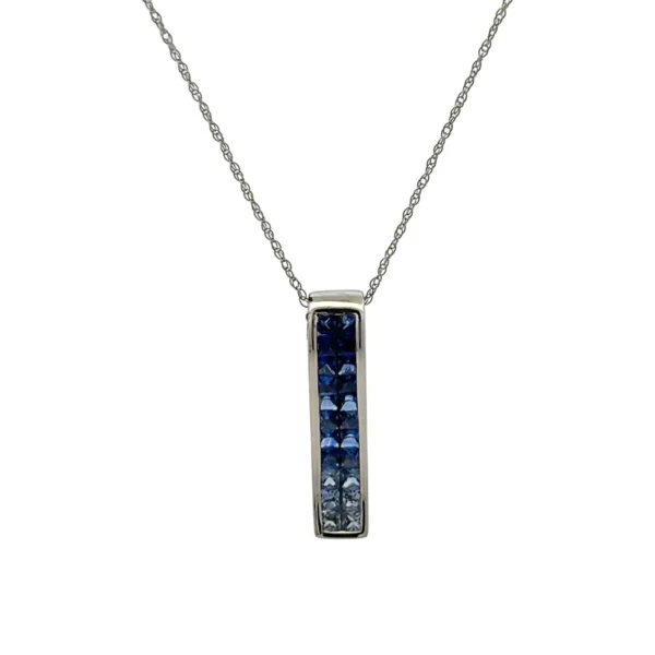 Sapphire Bar Pendant Necklace