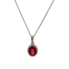 Oval Ruby Halo Necklace