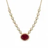 Oval Gemstone Pendant Necklace