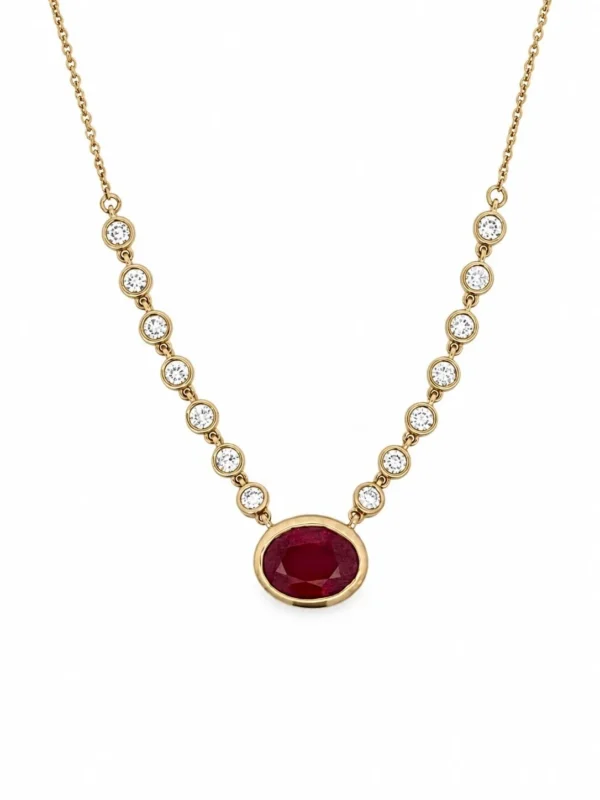 Oval Gemstone Pendant Necklace