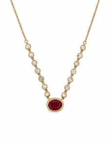 Oval Gemstone Diamond Necklace