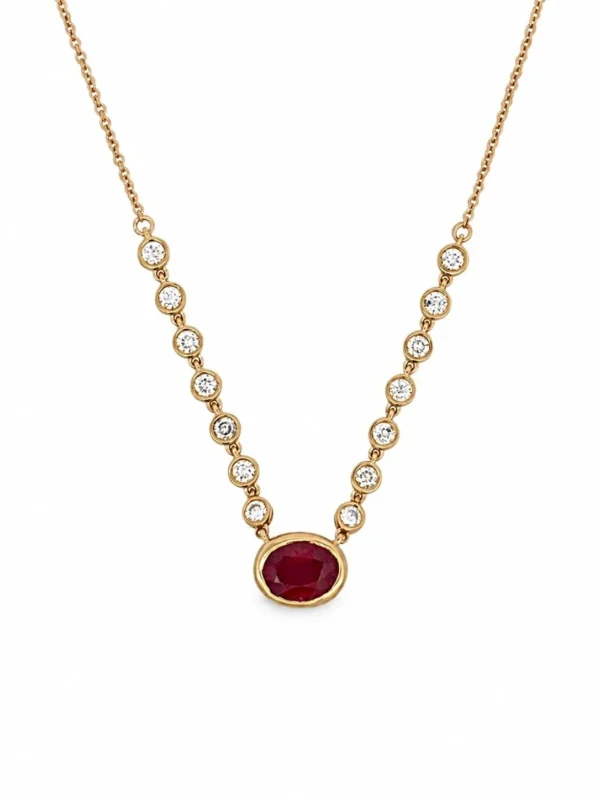 Oval Gemstone Diamond Necklace