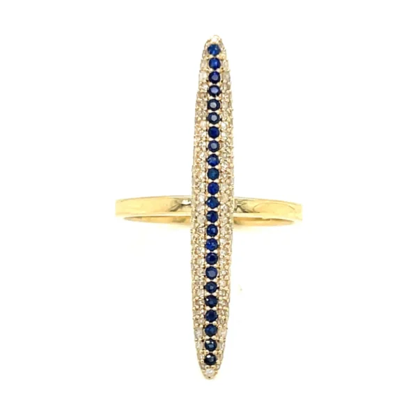 Elongated Sapphire Bar Ring