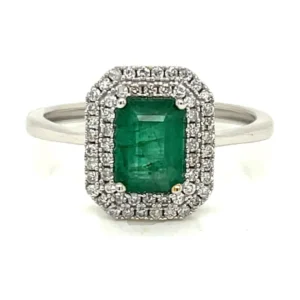 Emerald Double Halo Ring