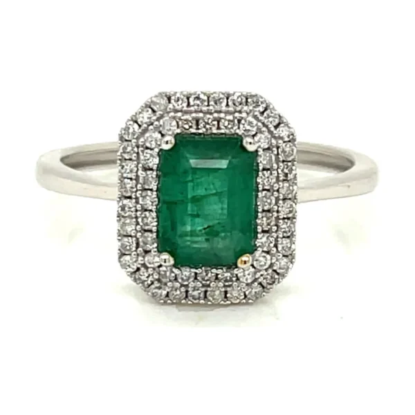 Emerald Double Halo Ring