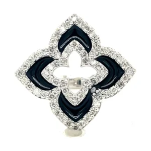 Floral Enamel Diamond Ring