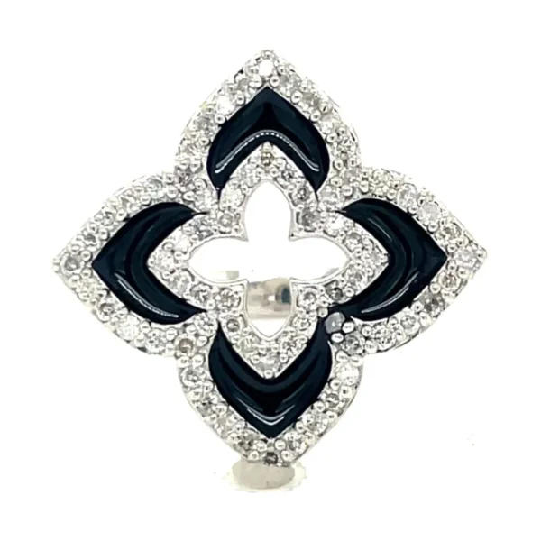 Floral Enamel Diamond Ring