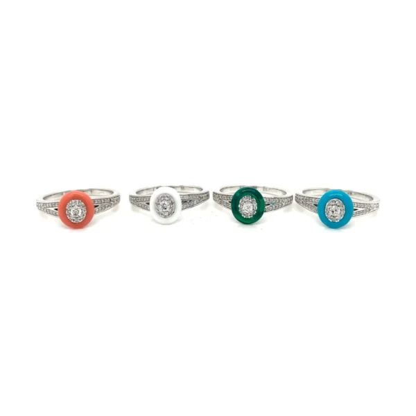 Enamel Diamond Oval Ring