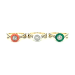 Enamel Diamond Halo Ring