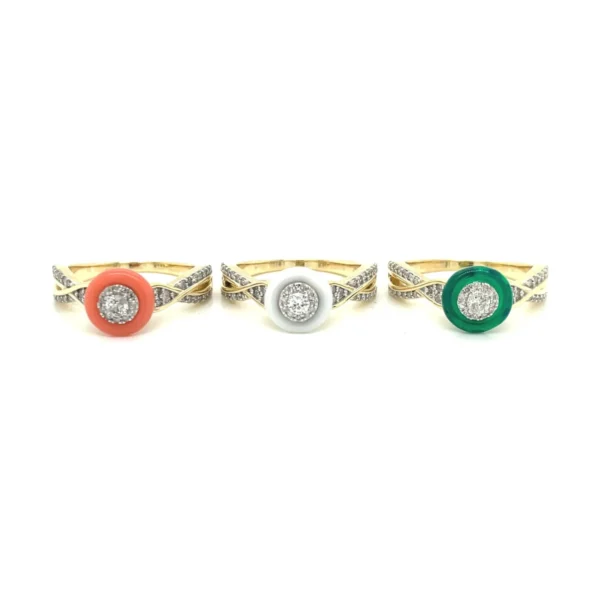 Enamel Diamond Halo Ring