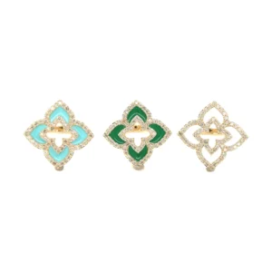 Enamel Floral Diamond Ring