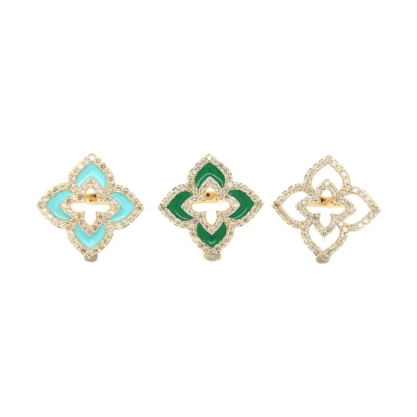 Enamel Floral Diamond Ring