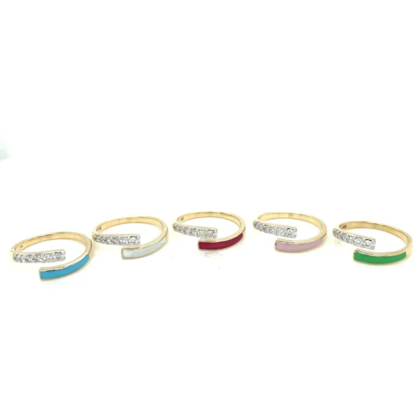 Enamel Diamond Bypass Ring