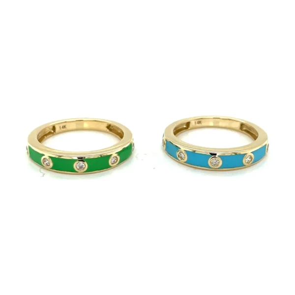 Enamel Diamond Band Ring