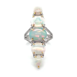 Opal Diamond Cluster Ring