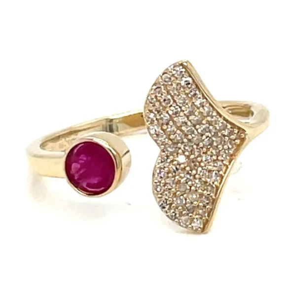 Open Diamond Ruby Ring