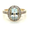 Oval Aquamarine Halo Ring