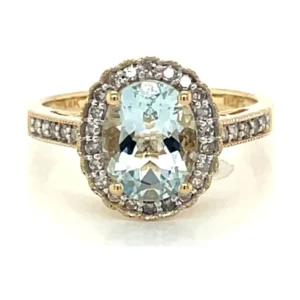 Oval Aquamarine Halo Ring