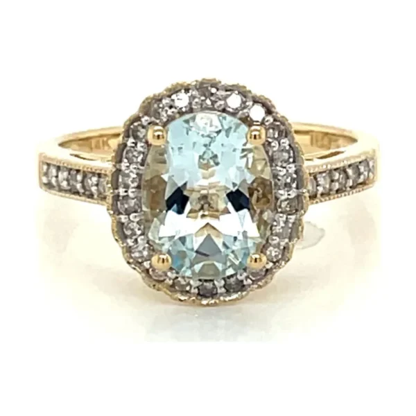 Oval Aquamarine Halo Ring
