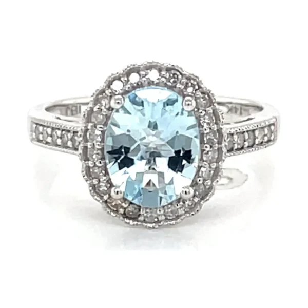 Oval Aquamarine Halo Ring