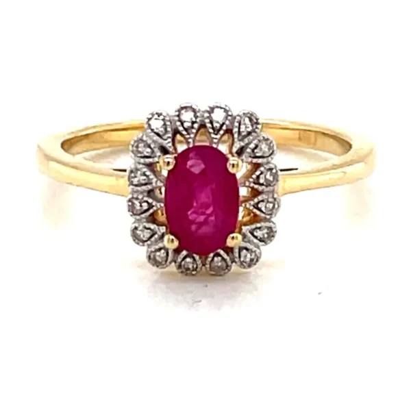 Oval Ruby Halo Ring