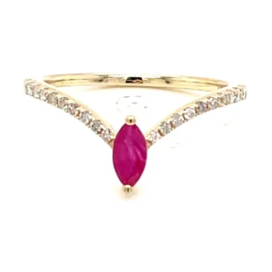 Marquise Ruby Chevron Ring