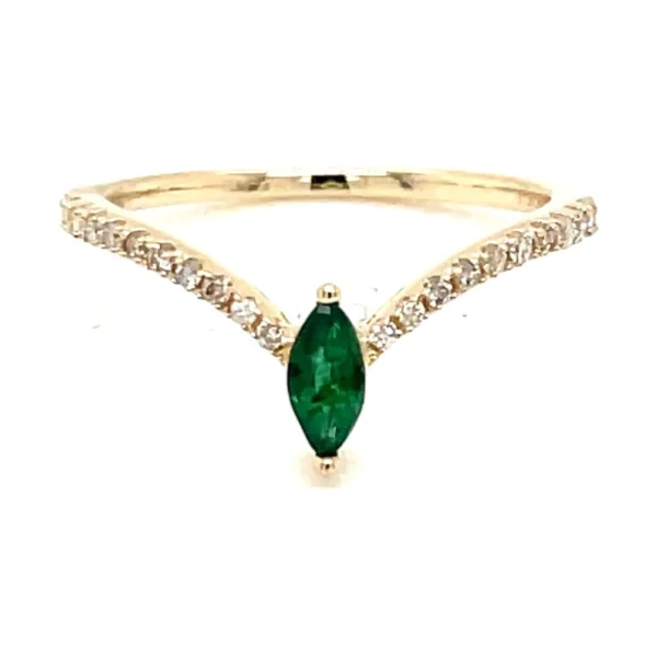 Marquise Emerald Chevron Ring