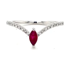 Marquise Ruby Chevron Ring