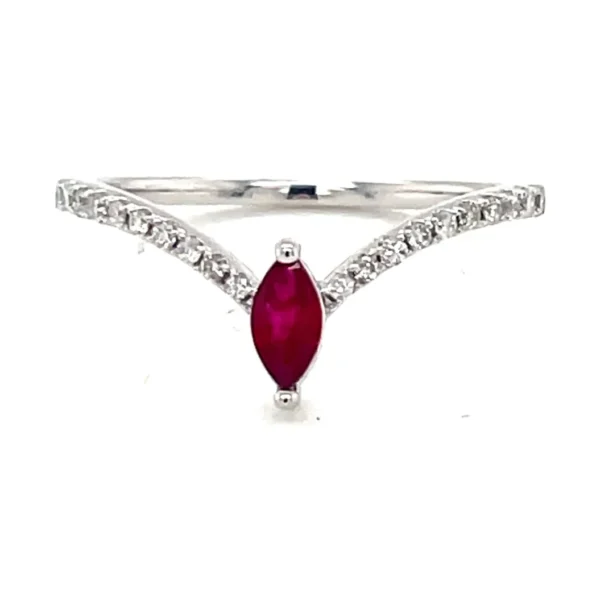 Marquise Ruby Chevron Ring