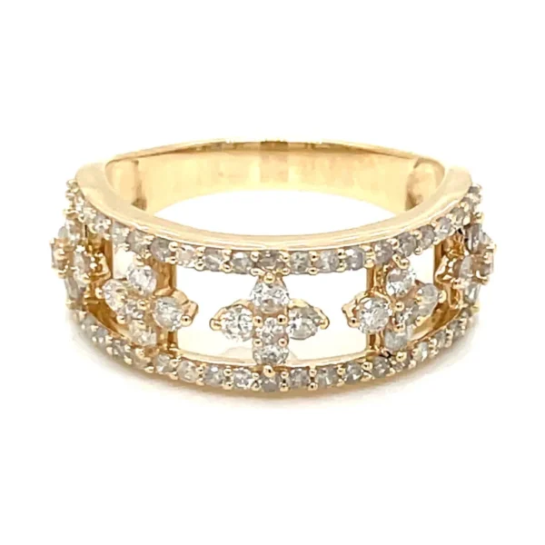 Diamond Floral Band Ring