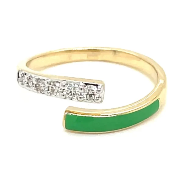 Green Enamel Diamond Ring