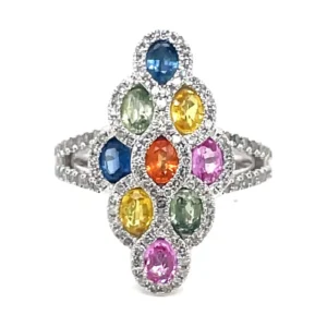 Multicolor Sapphire Cluster Ring