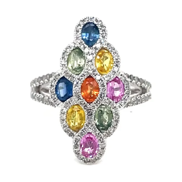Multicolor Sapphire Cluster Ring