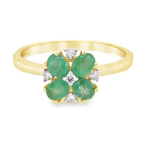 Emerald Floral Cluster Ring
