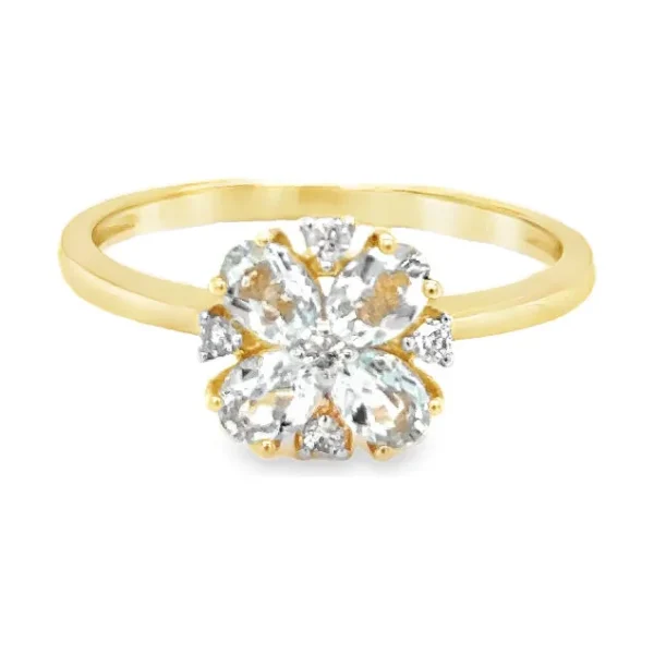 Floral Aquamarine Gemstone Ring