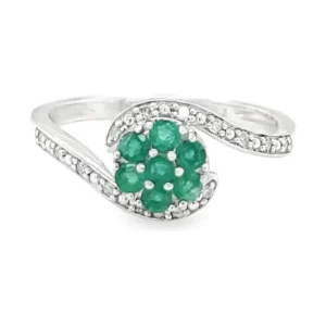 Emerald Flower Cluster Ring