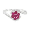 Floral Ruby Cluster Ring