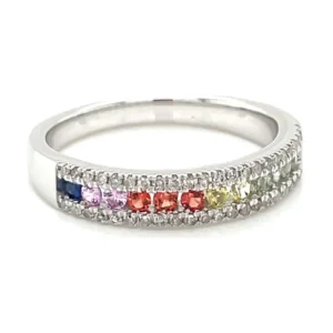 Rainbow Gemstone Diamond Ring