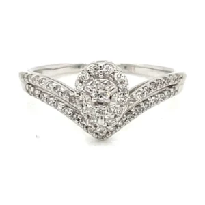 Pear Halo Chevron Ring