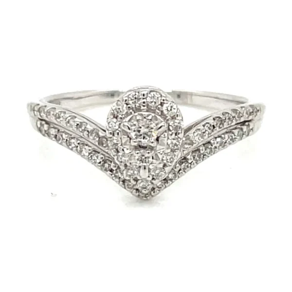 Pear Halo Chevron Ring