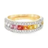 Rainbow Sapphire Diamond Ring