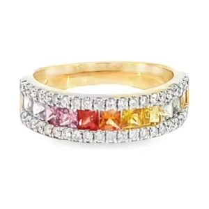 Rainbow Sapphire Diamond Ring